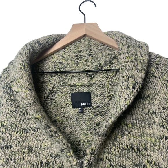 Wilfred Free Aritzia Marled Green Full Zip Wool Blend Alpaca Cardigan Sweater - Picture 3 of 8